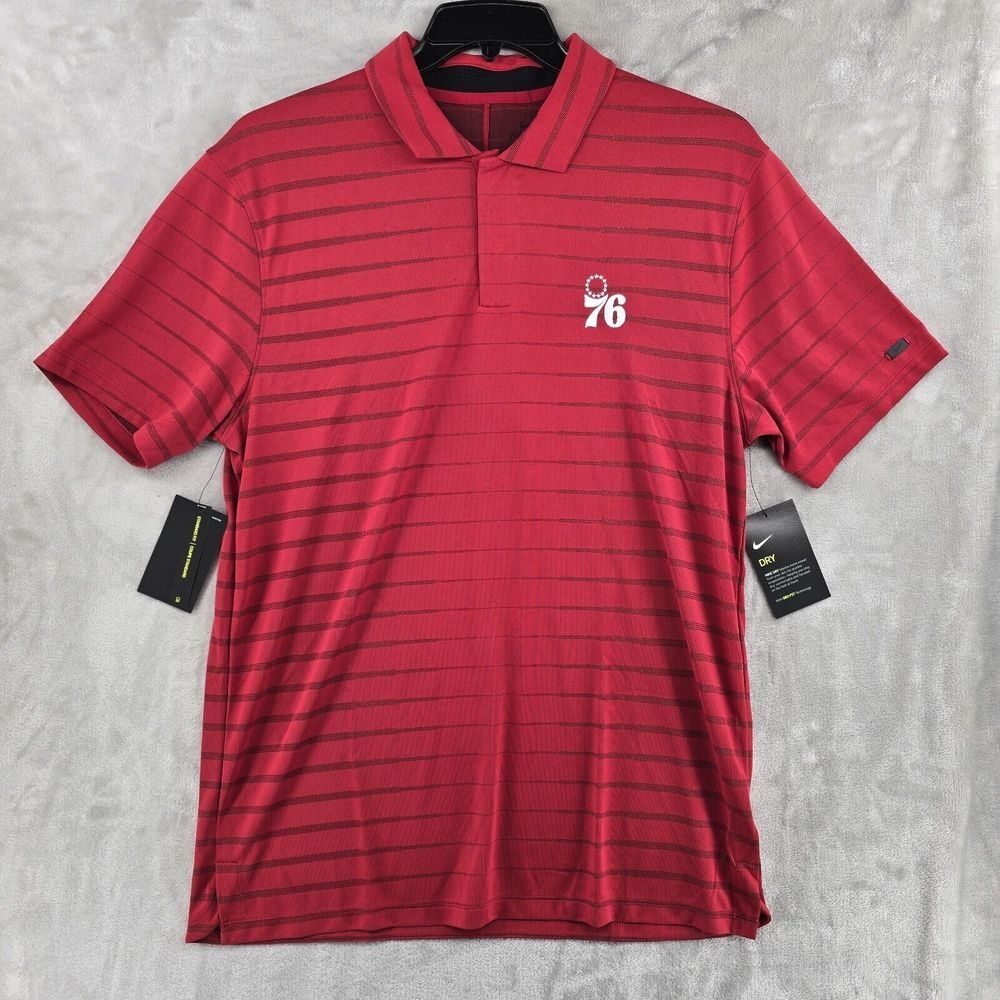 76ers NBA Performance Polo Mens‎ Medium Nike Tiger Woods Red Dri-fit